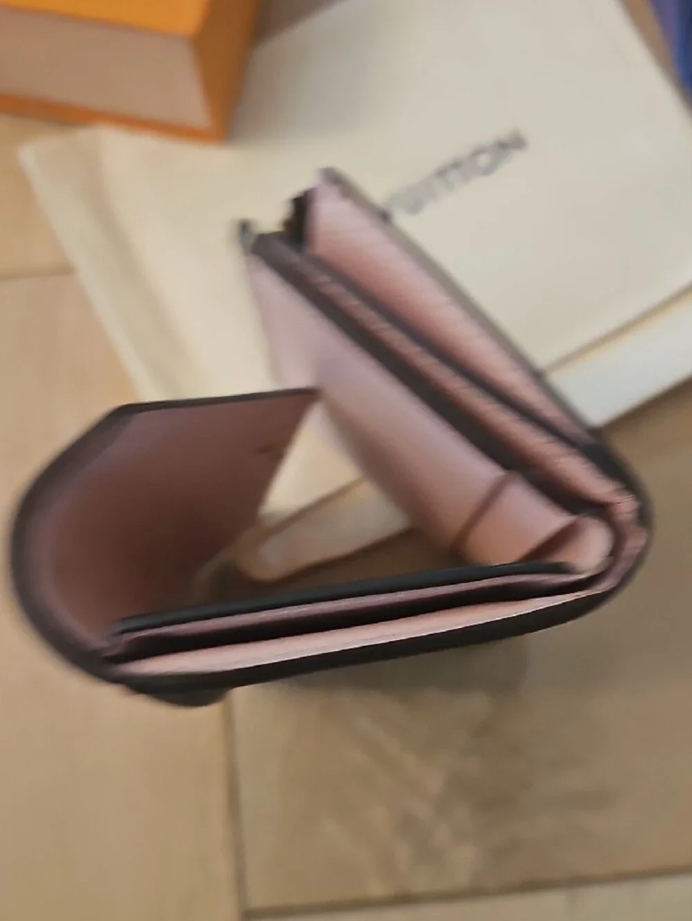 Authentic Louis Vuitton Zoe Monogram Compact Wallet with Pink Flap
